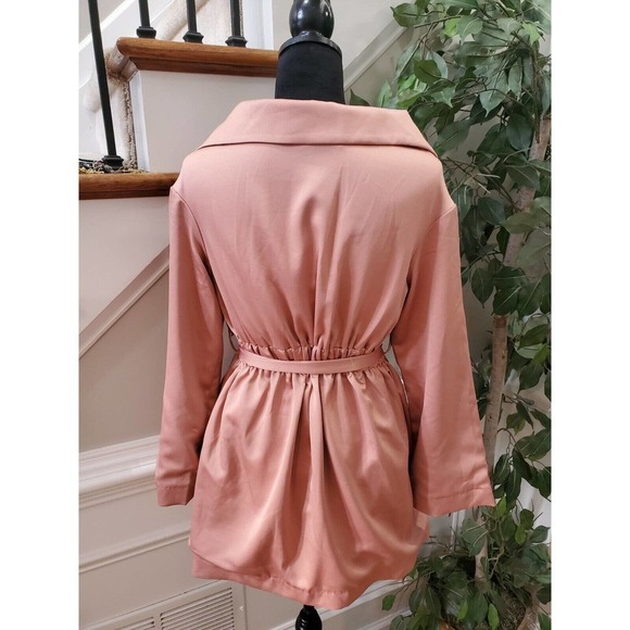 HOUSE OF CB LONDON Women Pink Polyester Wrap V Neck Knee Length Dress Small - Picture 6 of 14